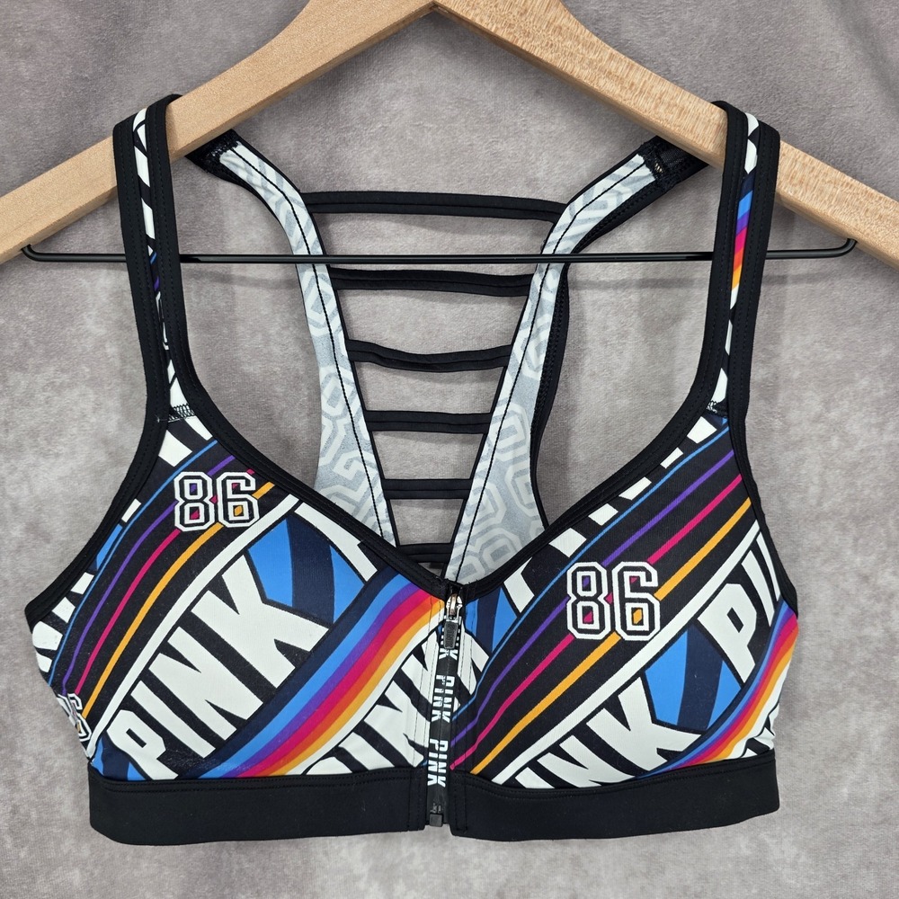Pink Victoria's Secret Ultimate Rainbow Sports Bra Medium Gym Yoga Workout